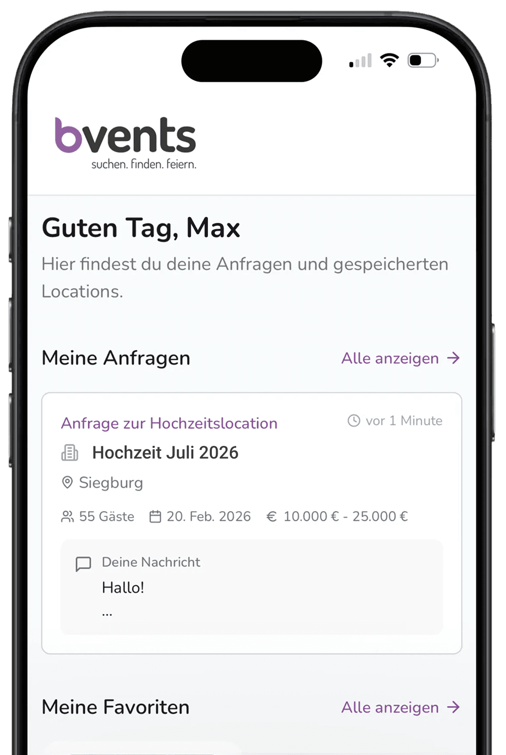 bvents App - Buchungsanfragen