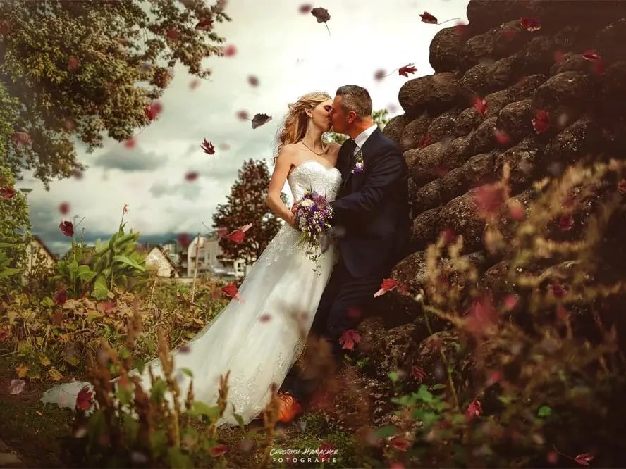 Brautpaar Kuss Natur Romantik