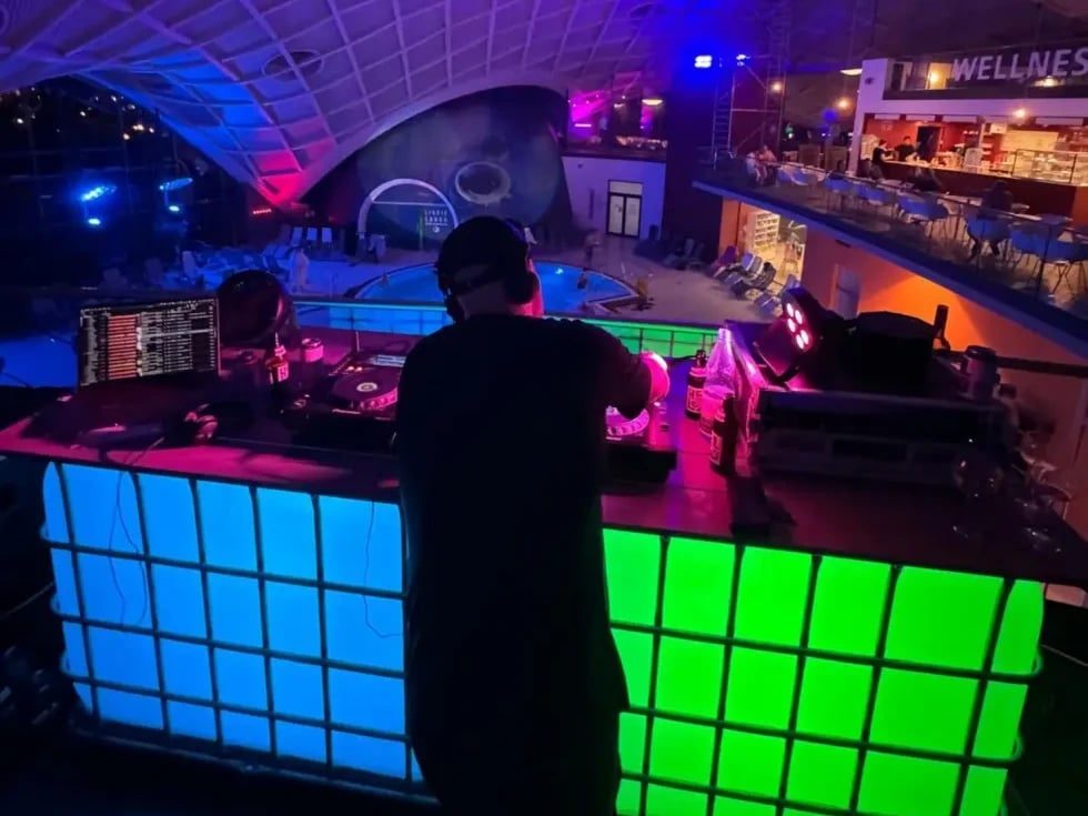 Dj Performance Bunte Lichter Nacht Club