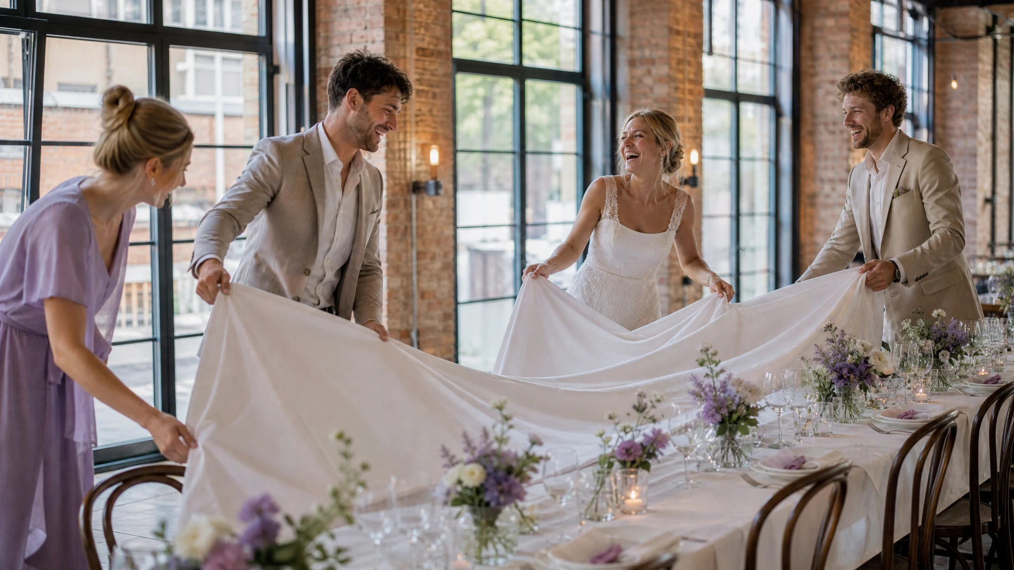 Tischdecken mieten Hochzeit: Stoff, Farbe, Logistik im Griff