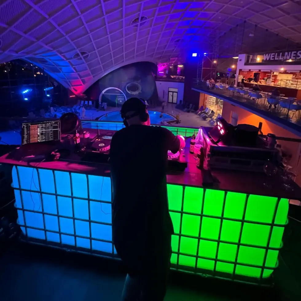Dj Performance Bunte Lichter Nacht Club