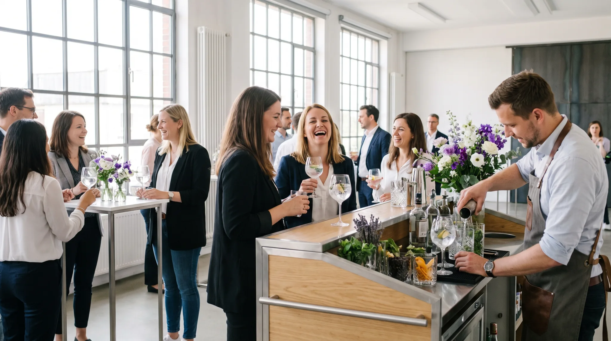 Barkeeper mixt Cocktails bei einem Event in Düsseldorf