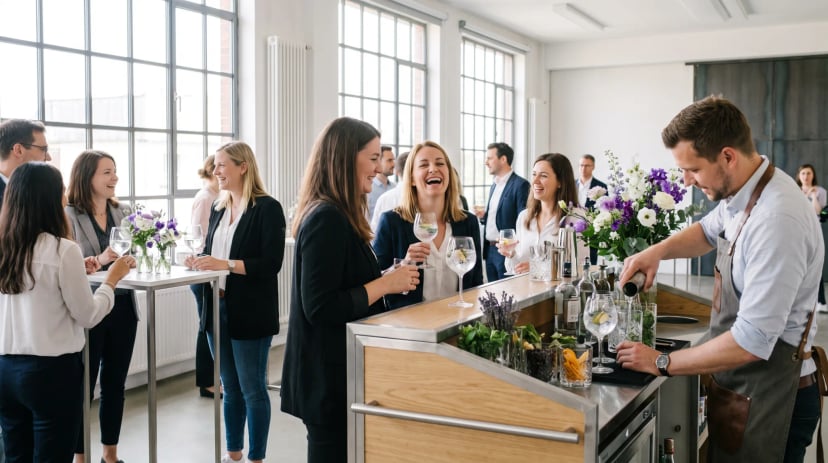 Barkeeper mixt Cocktails bei einem Event in Düsseldorf