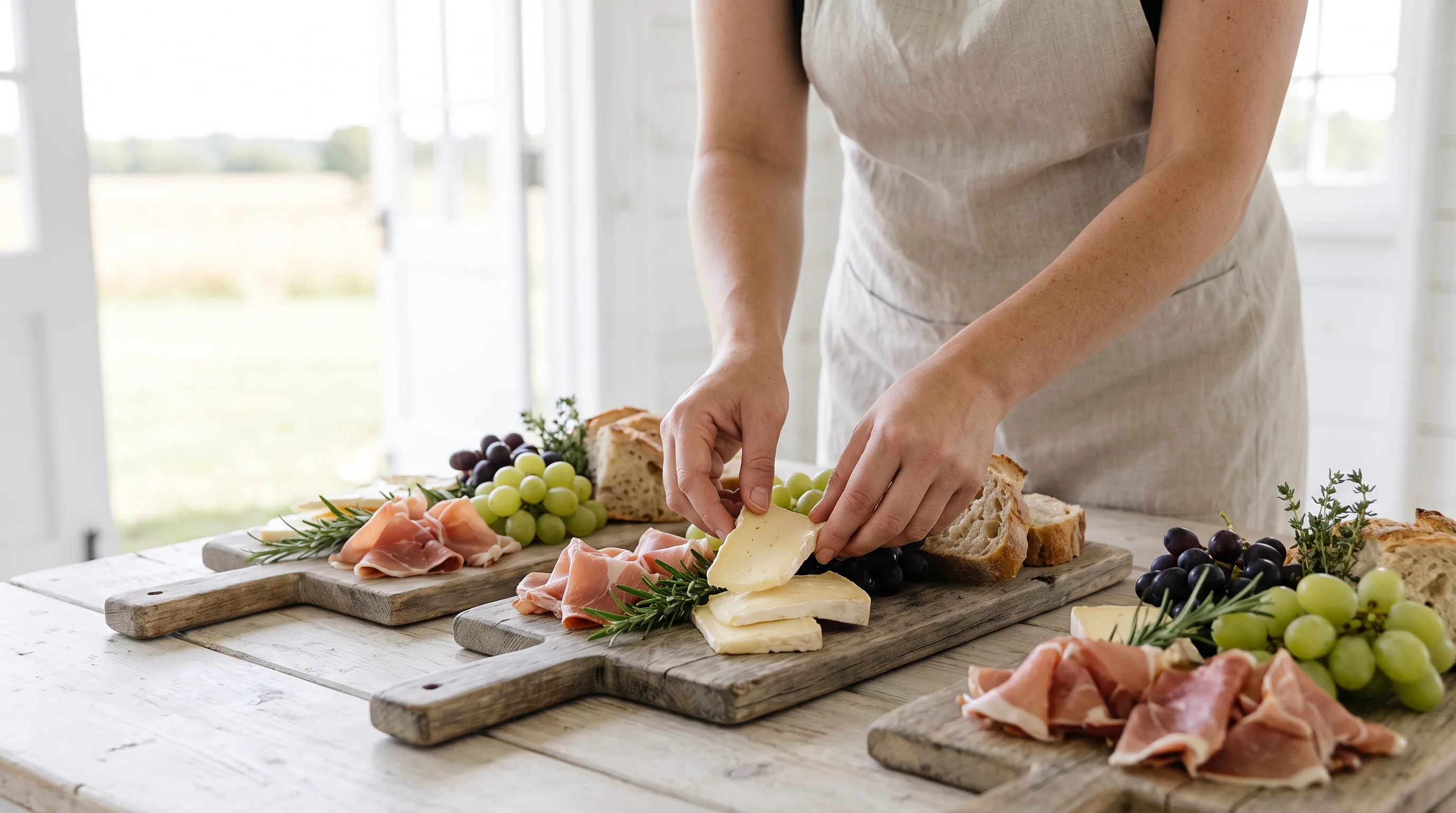 Rustikale Servierbretter mit regionalen Spezialitäten beim Catering in Siegburg
