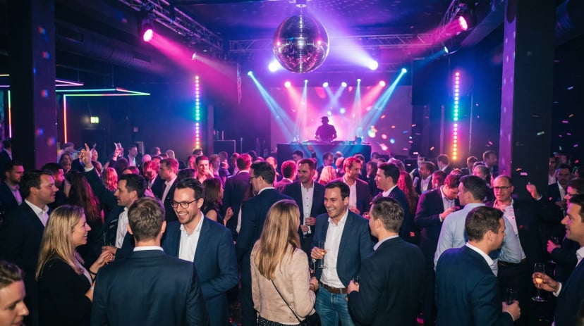 Club in Düsseldorf mit Lichtshow und Tanzfläche für eine private Feier