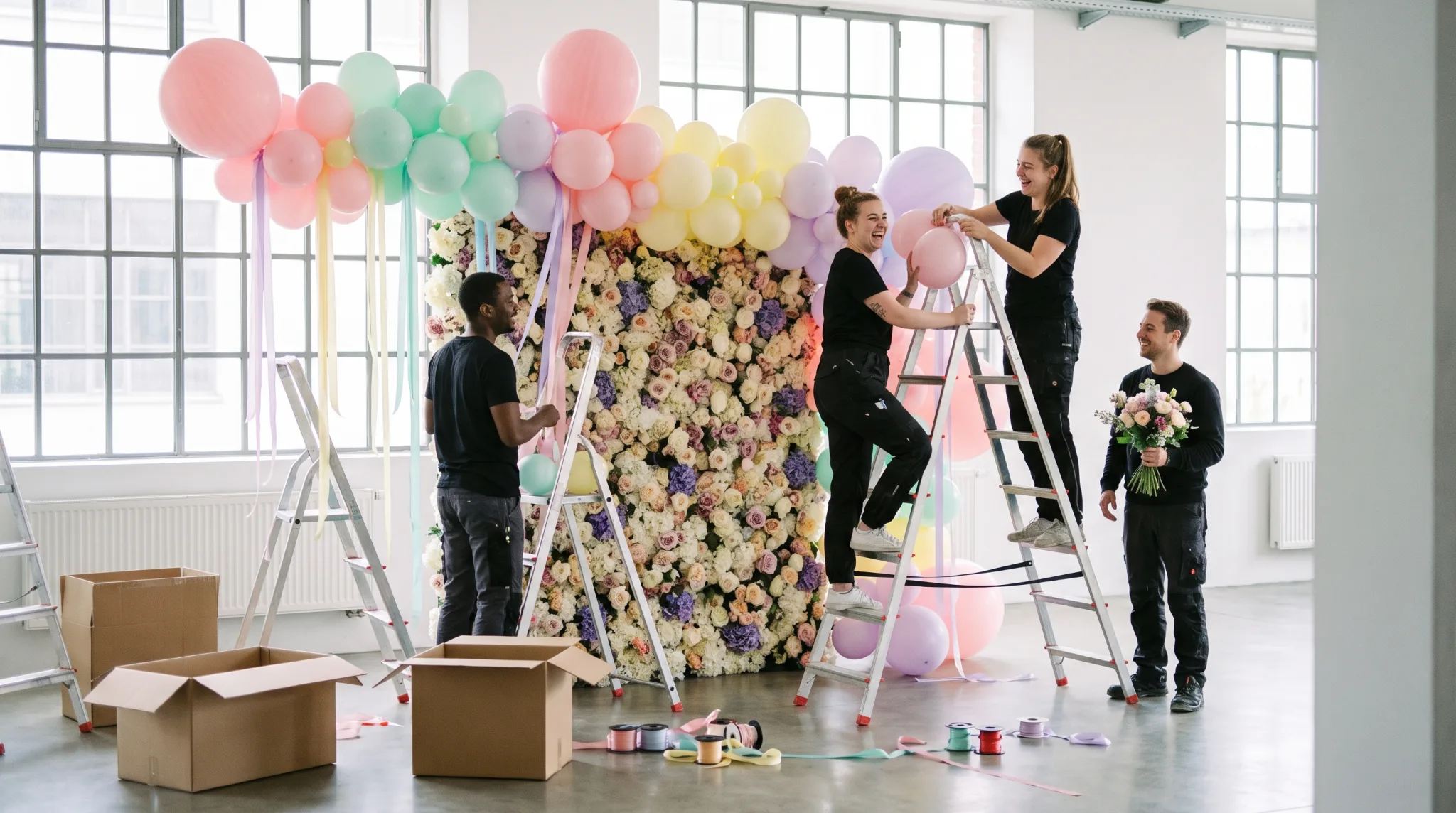 Eventdekoration mit Kerzen und Blumen bei einem Event in Düsseldorf