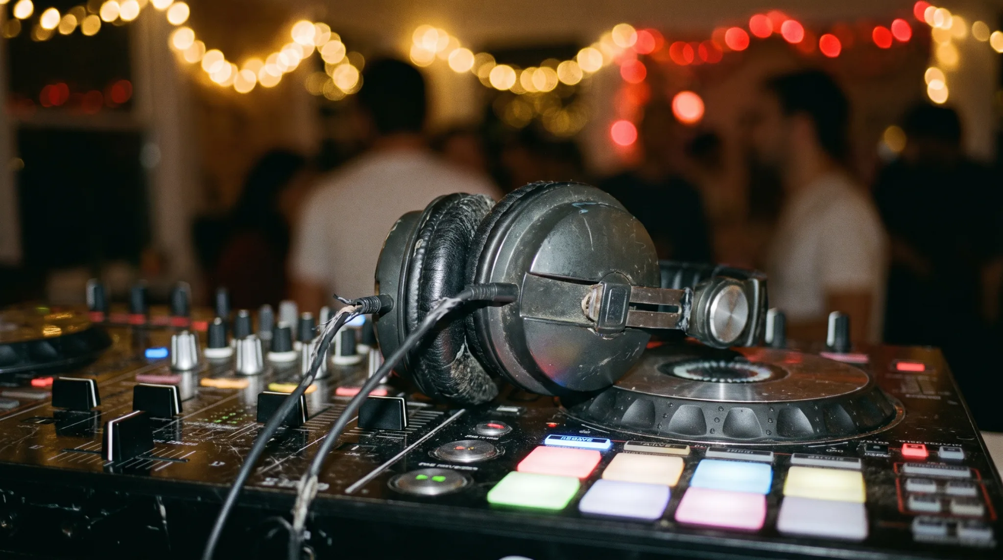 Mischpult und Kopfhörer eines DJs bei einem Event in Bonn
