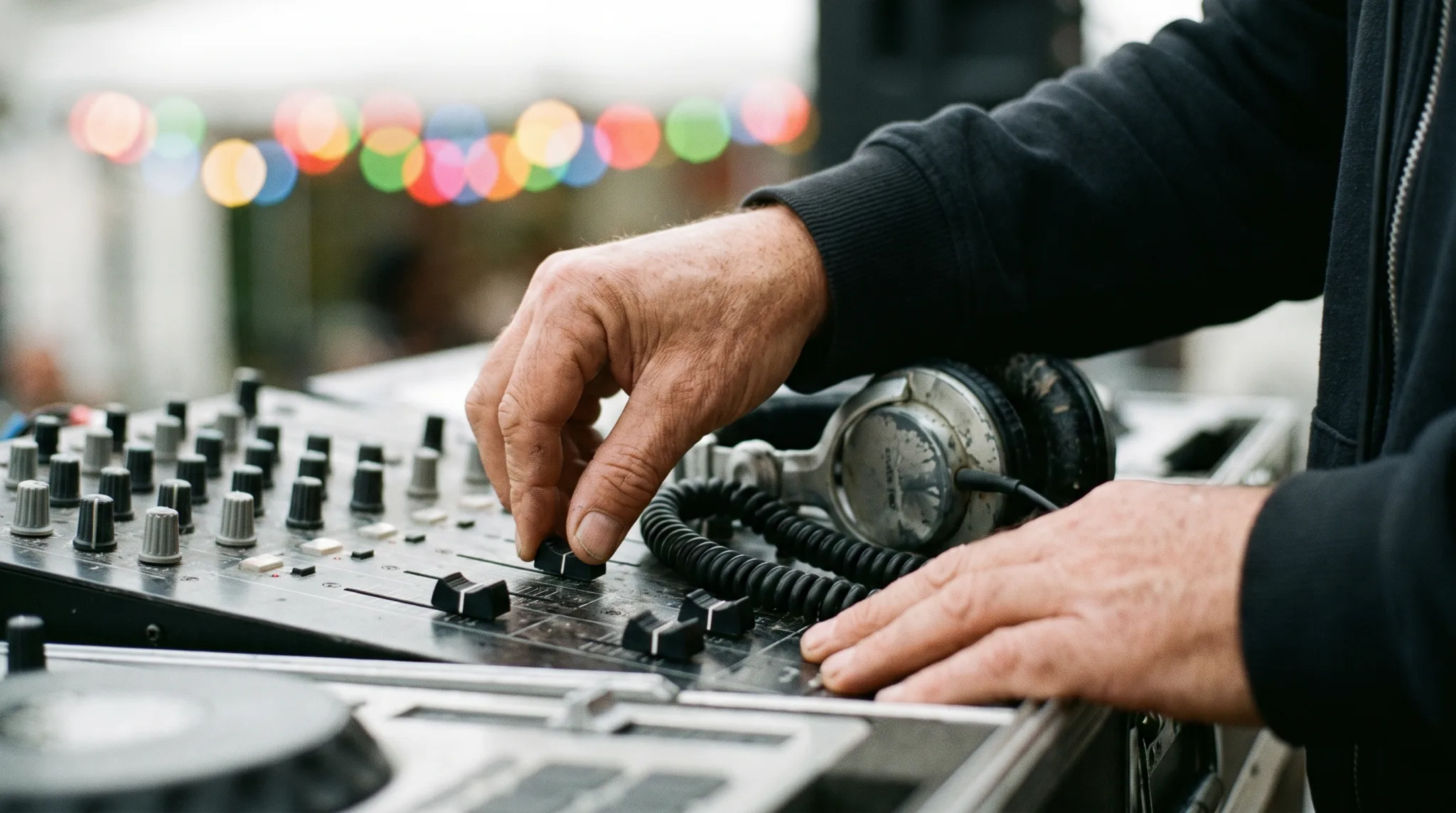 Mischpult und Kopfhörer eines DJs bei einem Event in Köln