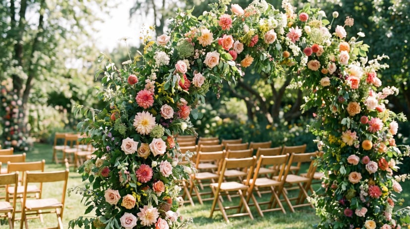 Florist in Bonn arrangiert Brautstrauß für eine Hochzeit