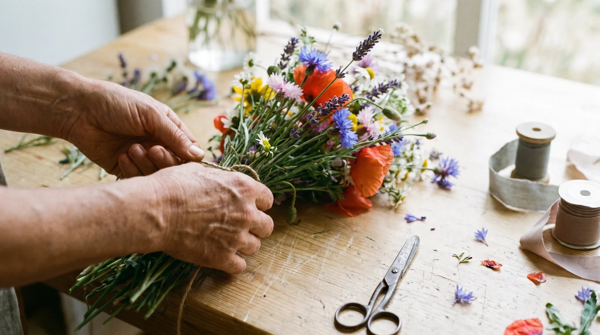 Blumendekoration und Tischgestecke für ein Event in Köln