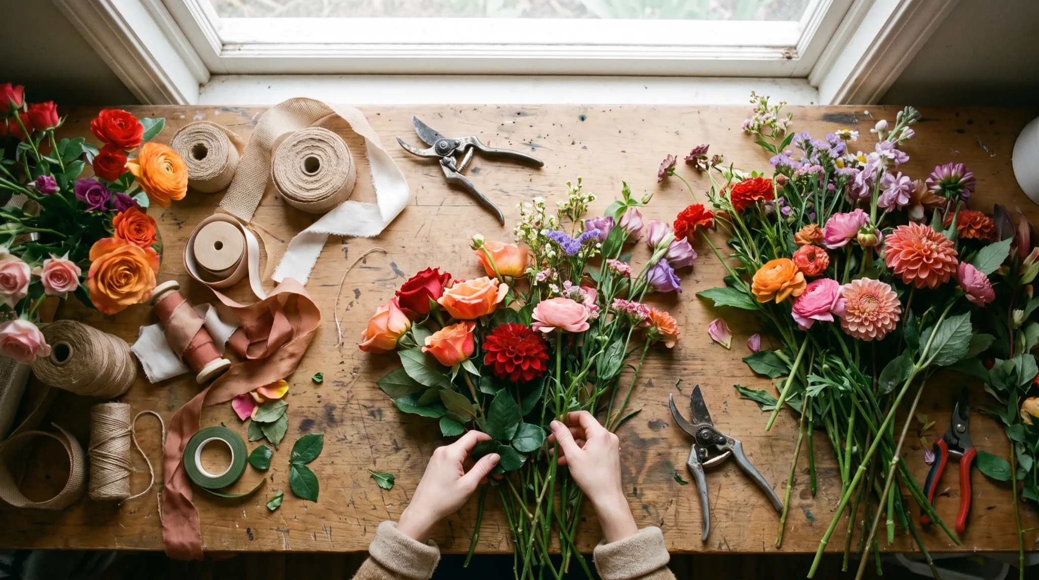 Blumengestecke und Tischdeko eines Florist in Siegburg für eine Hochzeit