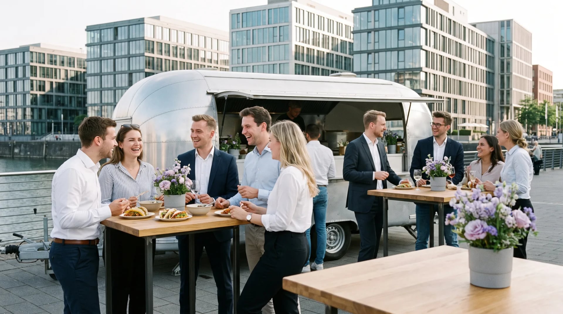 Foodtruck mit Essensausgabe bei einem Event in Düsseldorf