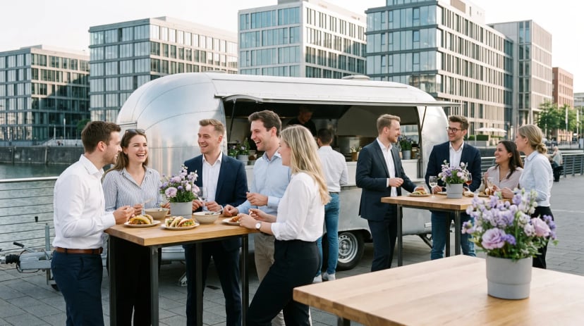 Foodtruck mit Essensausgabe bei einem Event in Düsseldorf