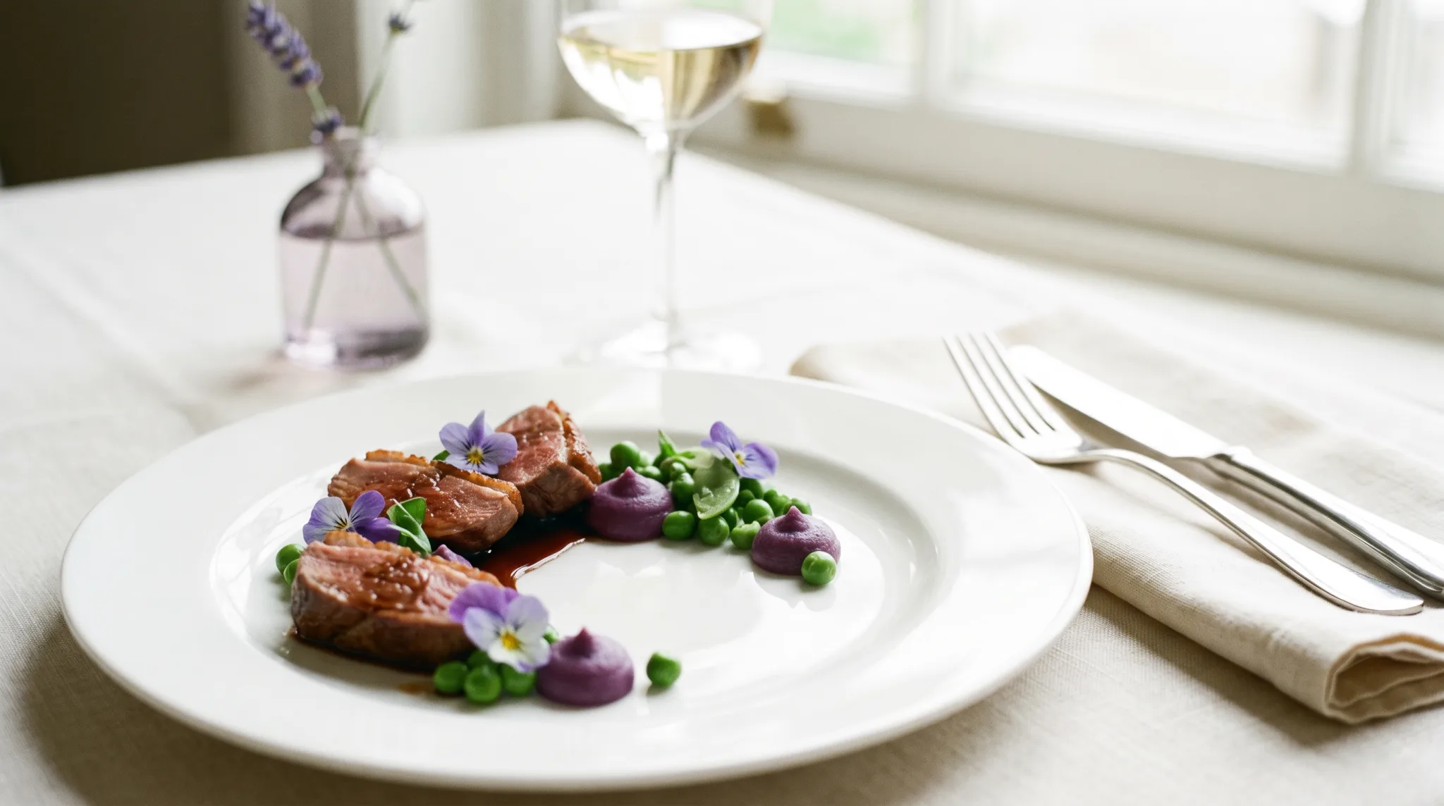 Festlich gedeckter Tisch mit mehrgängigem Menü bei einem Gala-Dinner