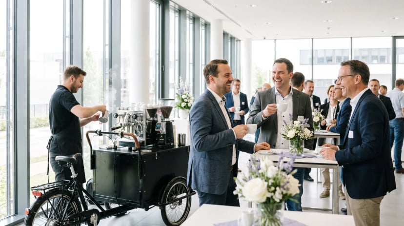 Kaffeebike mit Barista bei einem Event in Düsseldorf