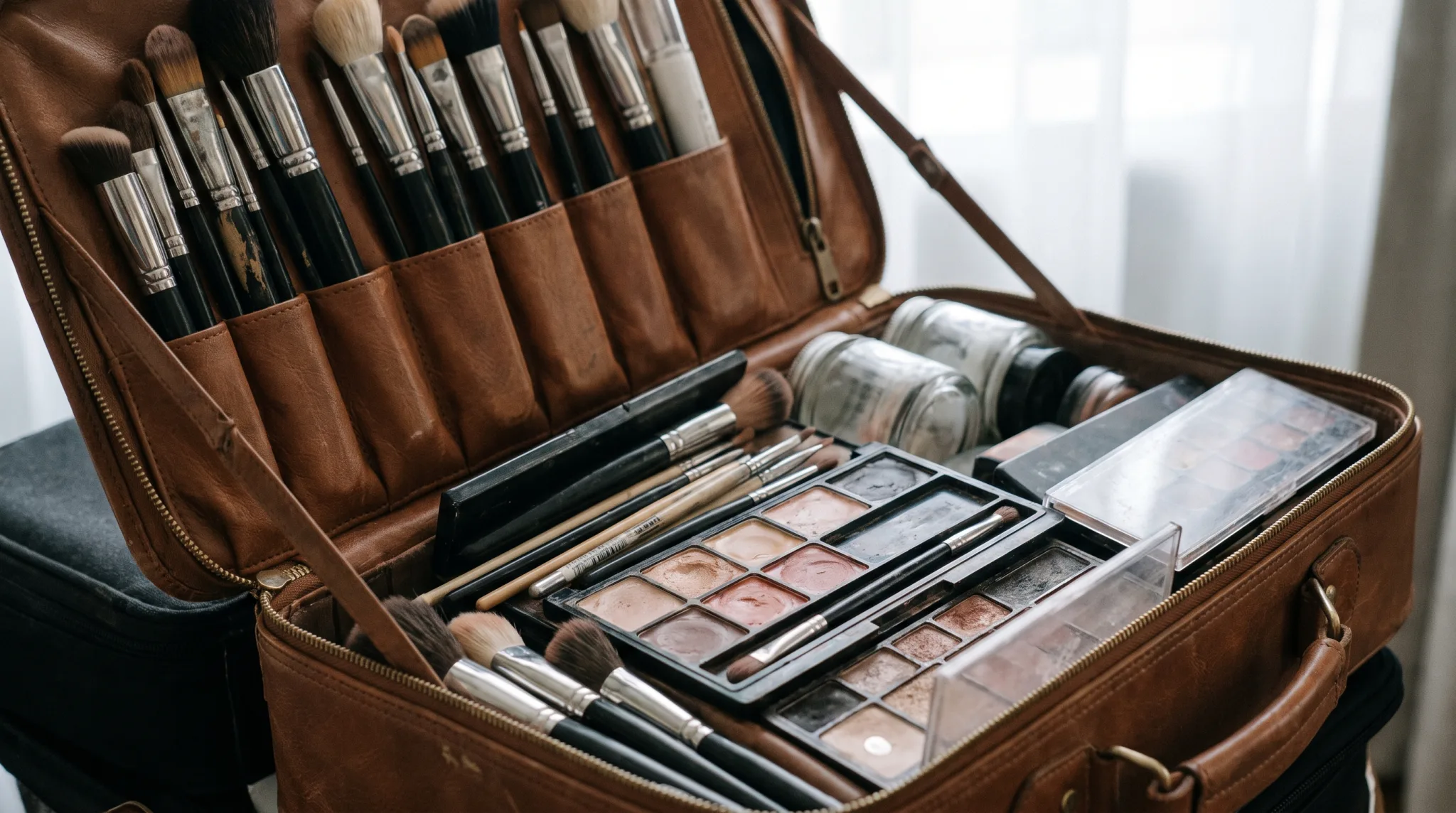 Make-up Pinsel und Kosmetik einer Visagistin in Düsseldorf