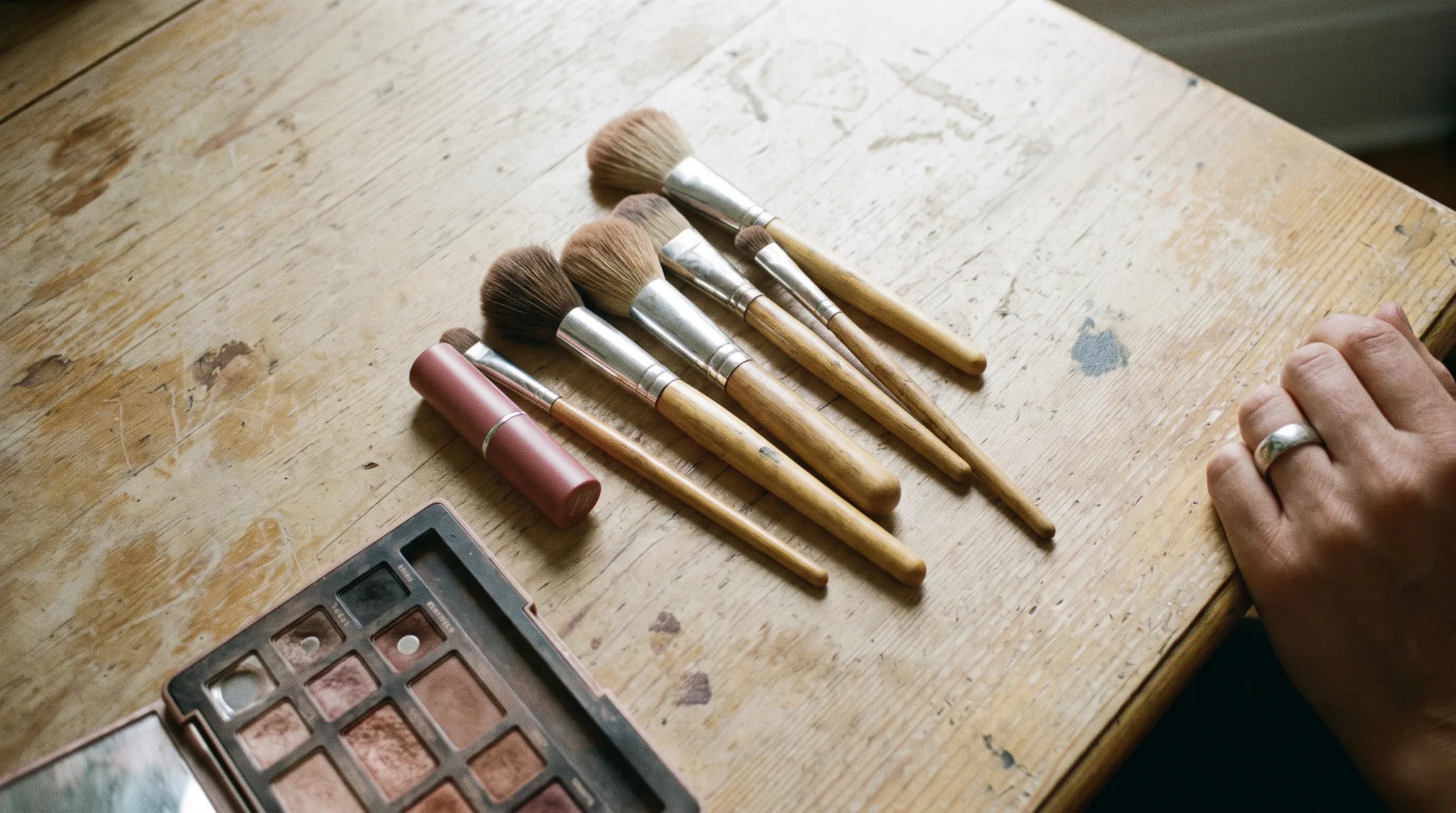 Make-up Utensilien einer Visagistin bei einem Termin in Siegburg