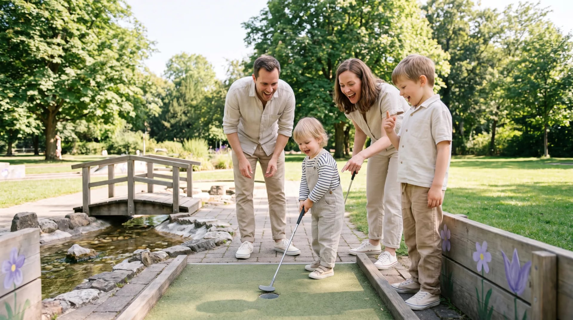 Gruppe spielt Minigolf bei einem Event in Bonn