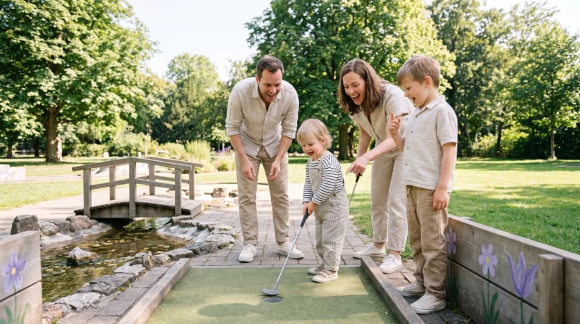 Gruppe spielt Minigolf bei einem Event in Bonn
