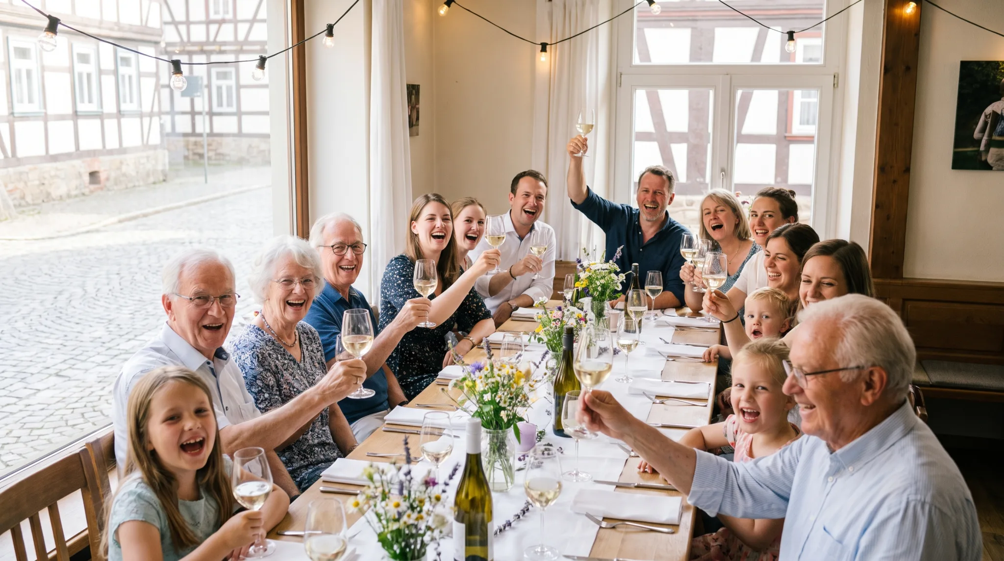 Festlich eingedeckter Tisch in einem gemieteten Restaurant in Siegburg für eine private Feier