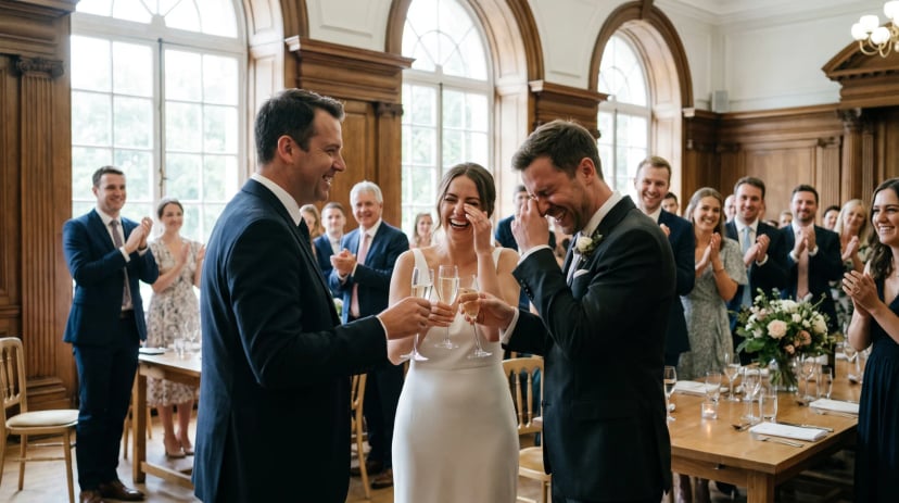 Trauredner hält eine freie Traurede bei einer Hochzeit in Düsseldorf