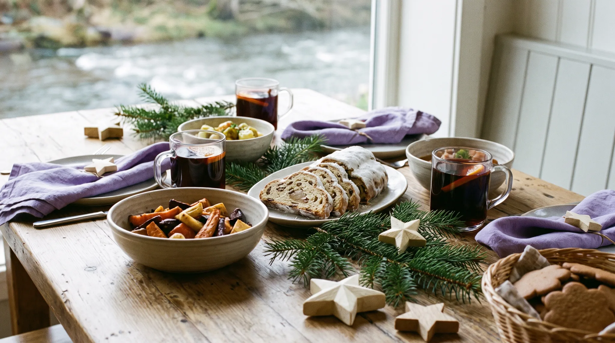 Festlich gedeckter Tisch für eine Weihnachtsfeier in einer Bonner Eventlocation