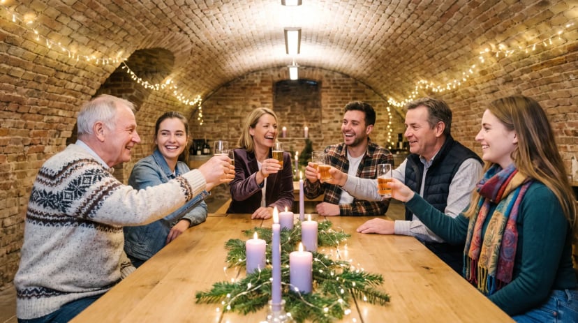 Team feiert Firmenweihnachtsfeier im Brauhaus in der Kölner Altstadt