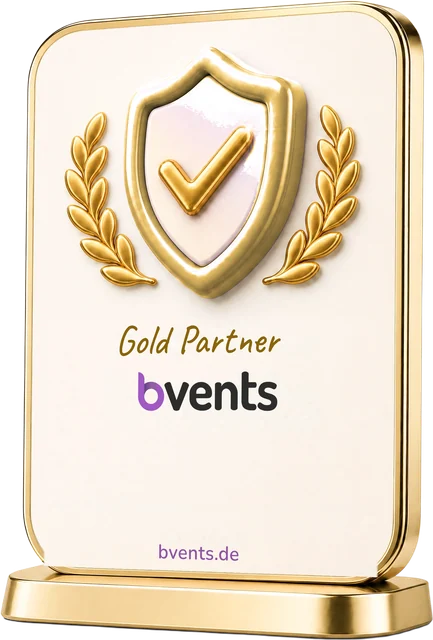 3D-Plakette Gold Partner bei bvents