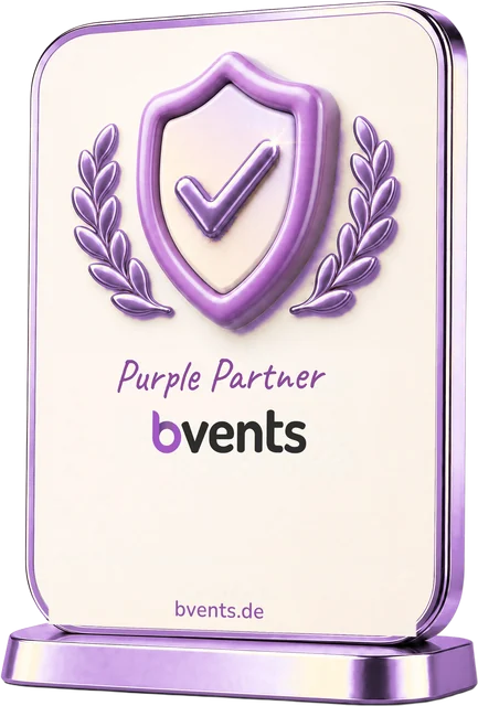 3D-Plakette Purple Partner bei bvents