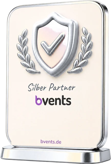 3D-Plakette Silber Partner bei bvents
